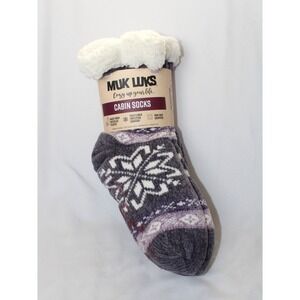 Muk Luks Cabin Socks No Slip Sole Warm Cozy Size S/M 2 Pair Fits M 6-8 W 5-7 NWT